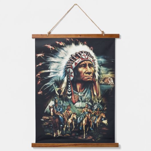Native Amerikanische Ureinwohner Southwest Art Wal Wandteppich Mit Holzrahmen (Vorderseite)