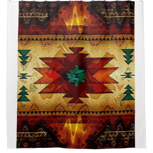Native Amerikanische Ureinwohner Südwest Pattern Duschvorhang (Vorderseite)