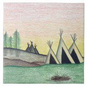 Native Amerikanische Ureinwohner Teepee Folk Art Fliese (Vorderseite)