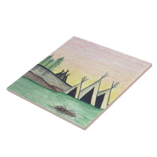 Native Amerikanische Ureinwohner Teepee Folk Art Fliese (Seite)