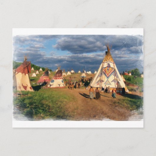 Native Amerikanische Ureinwohner Village Postkarte (Vorderseite)