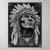 Native Amerikanische Ureinwohner Warrior Feather H Poster (Vorne)