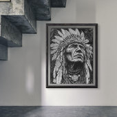 Native Amerikanische Ureinwohner Warrior Feather H Poster