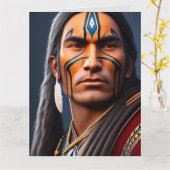 NATIVE AMERIKANISCHE UREINWOHNER WARRIOR MAN GEBUR KARTE (Gelbe Blume)