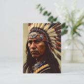 Native Amerikanische Ureinwohner Warrior Postkarte (Stehend Vorderseite)