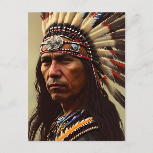 Native Amerikanische Ureinwohner Warrior Postkarte (Vorderseite)
