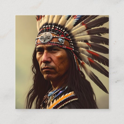 Native Amerikanische Ureinwohner Warrior Quadratische Visitenkarte (Vorderseite)