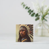 Native Amerikanische Ureinwohner Warrior Quadratische Visitenkarte (Stehend Vorderseite)
