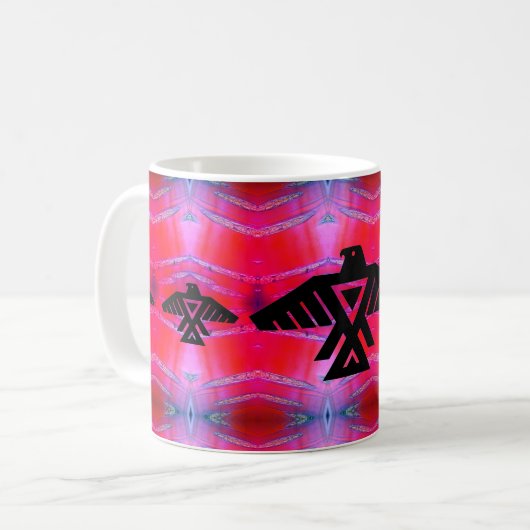 Native Anishinaabe Thunderbird Fluorescent Pink Kaffeetasse (Vorderseite Links)