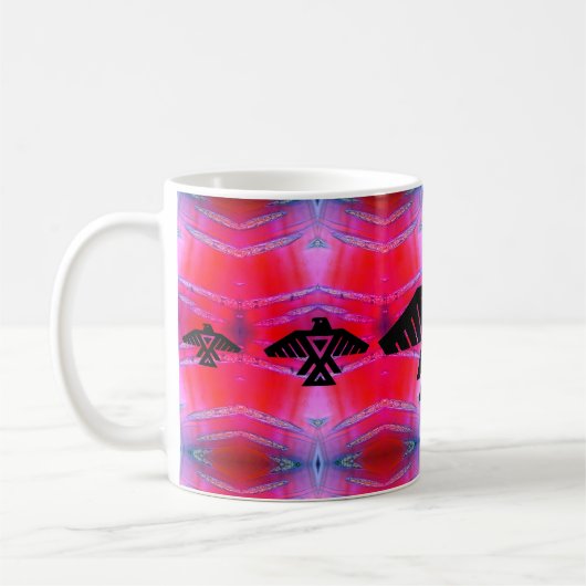 Native Anishinaabe Thunderbird Fluorescent Pink Kaffeetasse (Links)