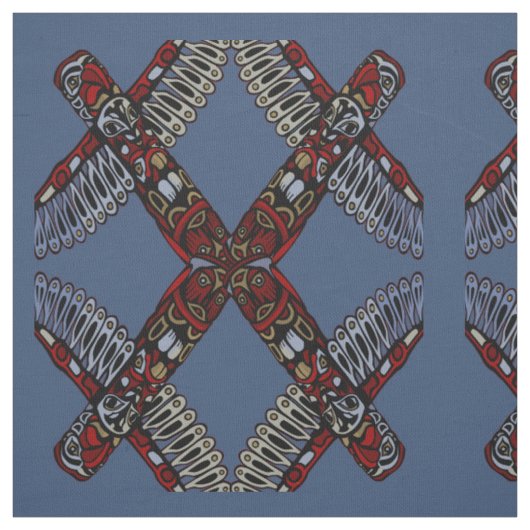 Native Art Fabric Eagle Totem Pole Stammwerk Stoff (Muster)