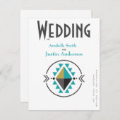Native Aztec Symbol White Wedding Einladung (Vorne/Hinten)
