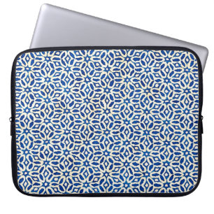 Native Batik Wasserfarbe künstlerisch blau-weiß  Laptopschutzhülle
