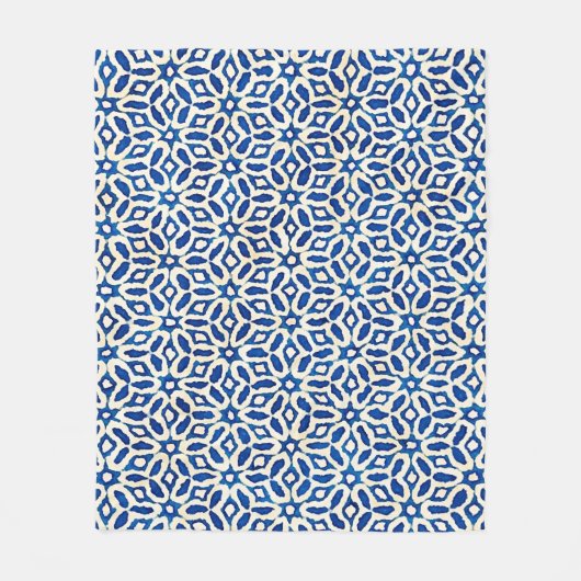 Native Batik Wasserfarbe künstlerisch blau-weiß pa Fleecedecke (Vorderseite)