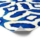 Native Batik Wasserfarbe künstlerisch blau-weiß pa Poster (Ecke)