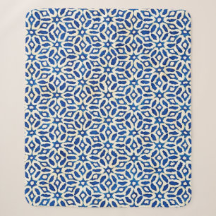 Native Batik Wasserfarbe künstlerisch blau-weiß pa Sherpadecke