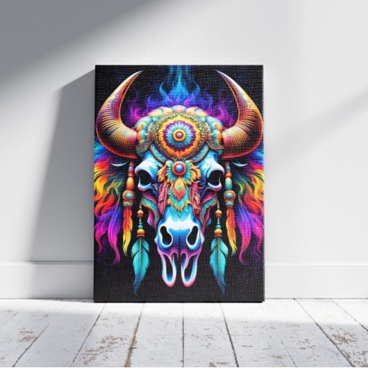 Native Bison Skull Leinwanddruck