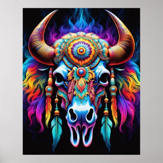 Native Bison Skull Poster (Vorne)