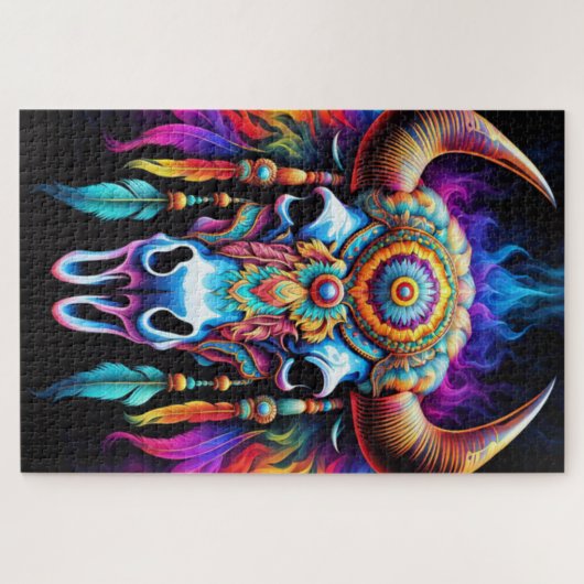 Native Bison Skull Puzzle (Horizontal)