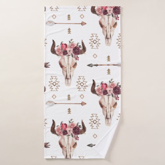 Native Bull Skul und Pfeile Stamm nahtloses Patt Badehandtuch (Badehandtuch)