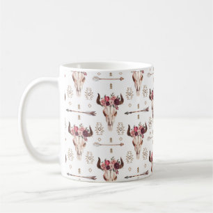 Native Bull Skul und Pfeile Stamm nahtloses Patt Kaffeetasse