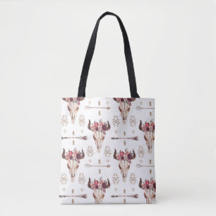 Native Bull Skul und Pfeile Stamm nahtloses Patt Tasche
