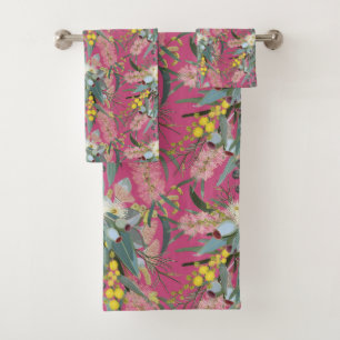 Native Bush Blooms Pink Badhandtuch Set