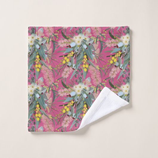 Native Bush Blooms Pink Badhandtuch Set (Waschlappen)