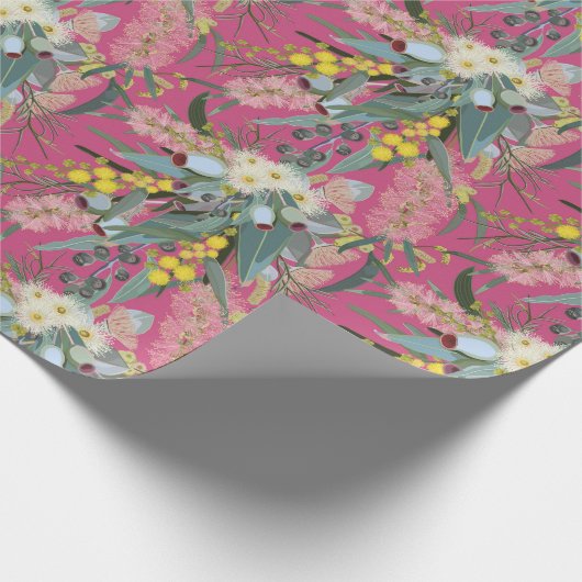Native Bush Blooms Pink Geschenkpapier (Ecke)
