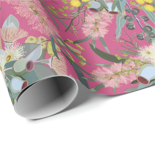 Native Bush Blooms Pink Geschenkpapier (Rolleneckpunkt)