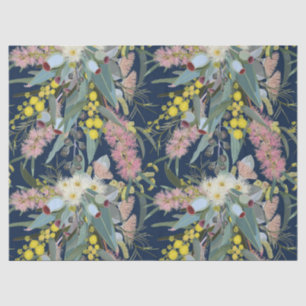 Native Bush Blooms Royal Blue Seidenpapier