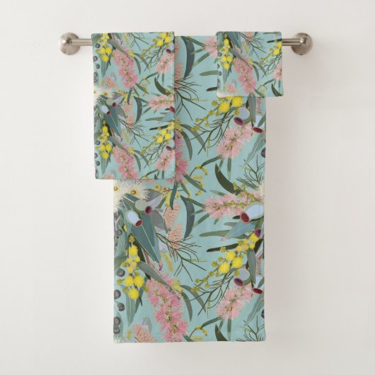 Native Bush Blooms Summer Blue Badhandtuch Set (Insitu)