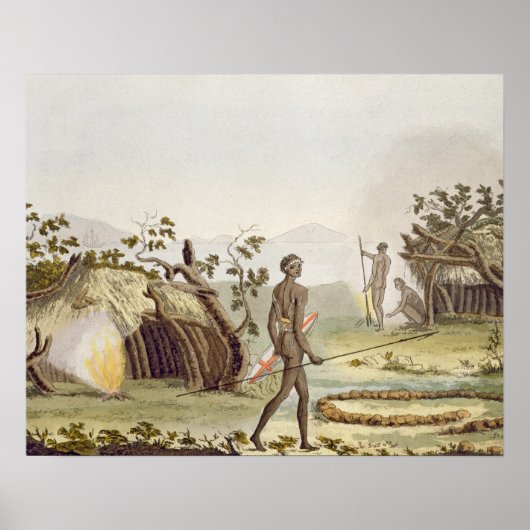 Native cabin, New Holland, plate 64 from 'Le Costu Poster (Vorne)