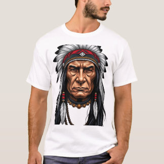 Native Chief Face Illustration T-Shirt