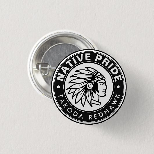 Native Chief Logo Native Pride Personalized Name Button (Vorne & Hinten)