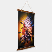 Native Chief Wood Topped Wall Tapestry Wandteppich Mit Holzrahmen (Gewinkelt)