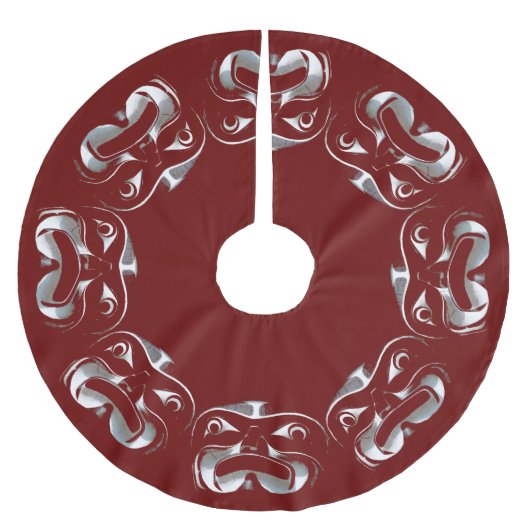 Native Christmas Tree Skirt Tribal Haida Deco Polyester Weihnachtsbaumdecke (Vorderseite)