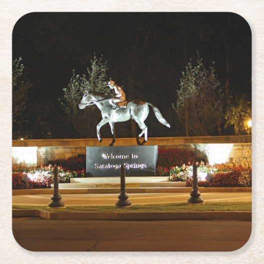 Native Dancer Horse Statue Saratoga Paper Unterset Rechteckiger Pappuntersetzer (Vorderseite)
