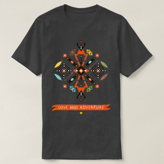 Native Decorative Vector Black Orange T-Shirt (Design vorne)