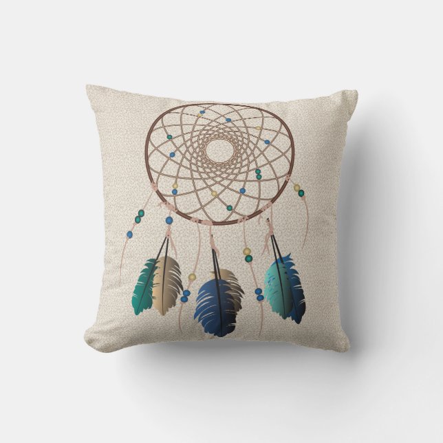 Native Earthy Hues Dream Catcher Kissen (Vorderseite)