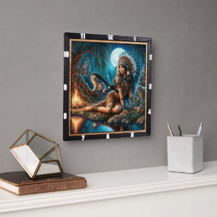 Native Embrase: Heilige Steine Morgenruhe Quadratische Wanduhr