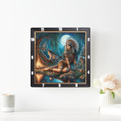 Native Embrase: Heilige Steine Morgenruhe Quadratische Wanduhr (Zuhause)