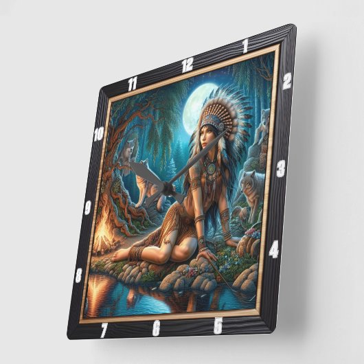 Native Embrase: Heilige Steine Morgenruhe Quadratische Wanduhr (Winkel)