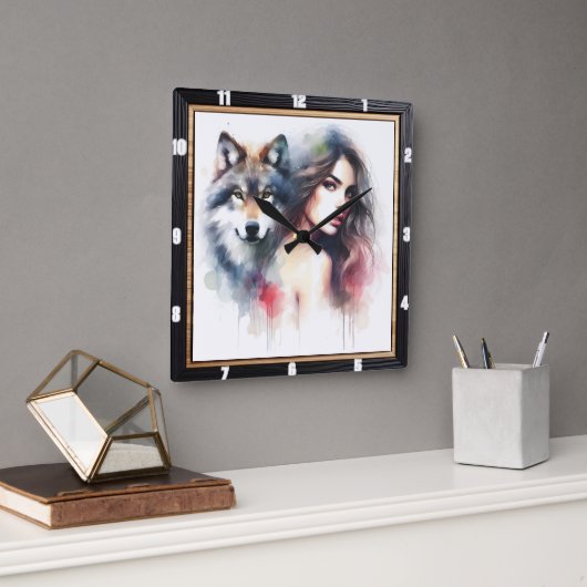 Native Essence: Abend des Waldes Quadratische Wanduhr (Büro)