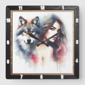 Native Essence: Abend des Waldes Quadratische Wanduhr (Vorderseite)