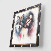 Native Essence: Abend des Waldes Quadratische Wanduhr (Winkel)