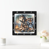 Native Essence: Forest's Heart Tiger Grace Quadratische Wanduhr (Zuhause)