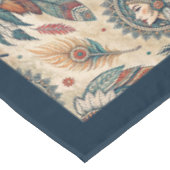 Native Ethnic Tribal Feathers pastellblaues Kupfer Tischdecke (Schrägansicht)