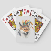 Native Fox in Feather Heather Playing Cards Spielkarten (Rückseite)