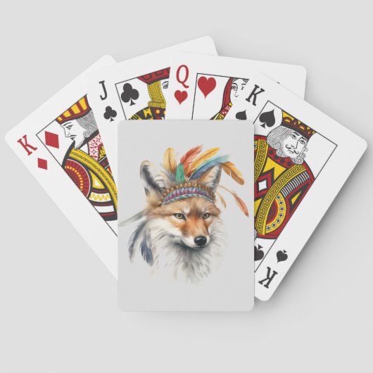 Native Fox in Feather Heather Playing Cards Spielkarten (Rückseite)